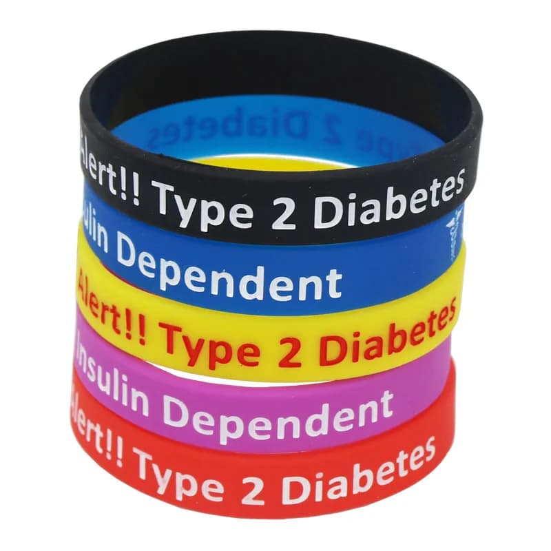 1PC nuovi braccialetti per diabetici avviso medico tipo 2 diabete insulina dipendente cinturino in Silicone fascia da braccio braccialetti per infermiere regali SH060