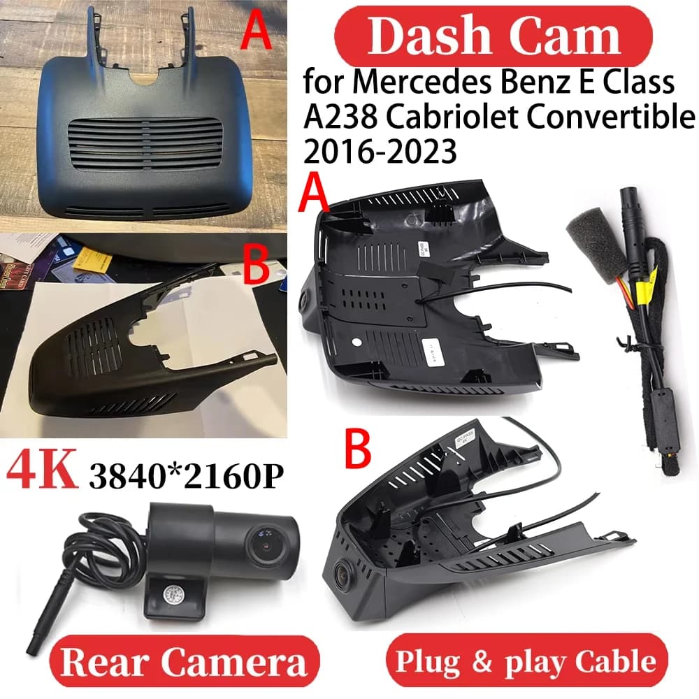 For Mercedes Benz Class E A238 Cabriolet Convertible 2016-2023 Auto 4K Video Recorder DVR Dash Cam Dash Dash Cam Dash Camera Night Vision
