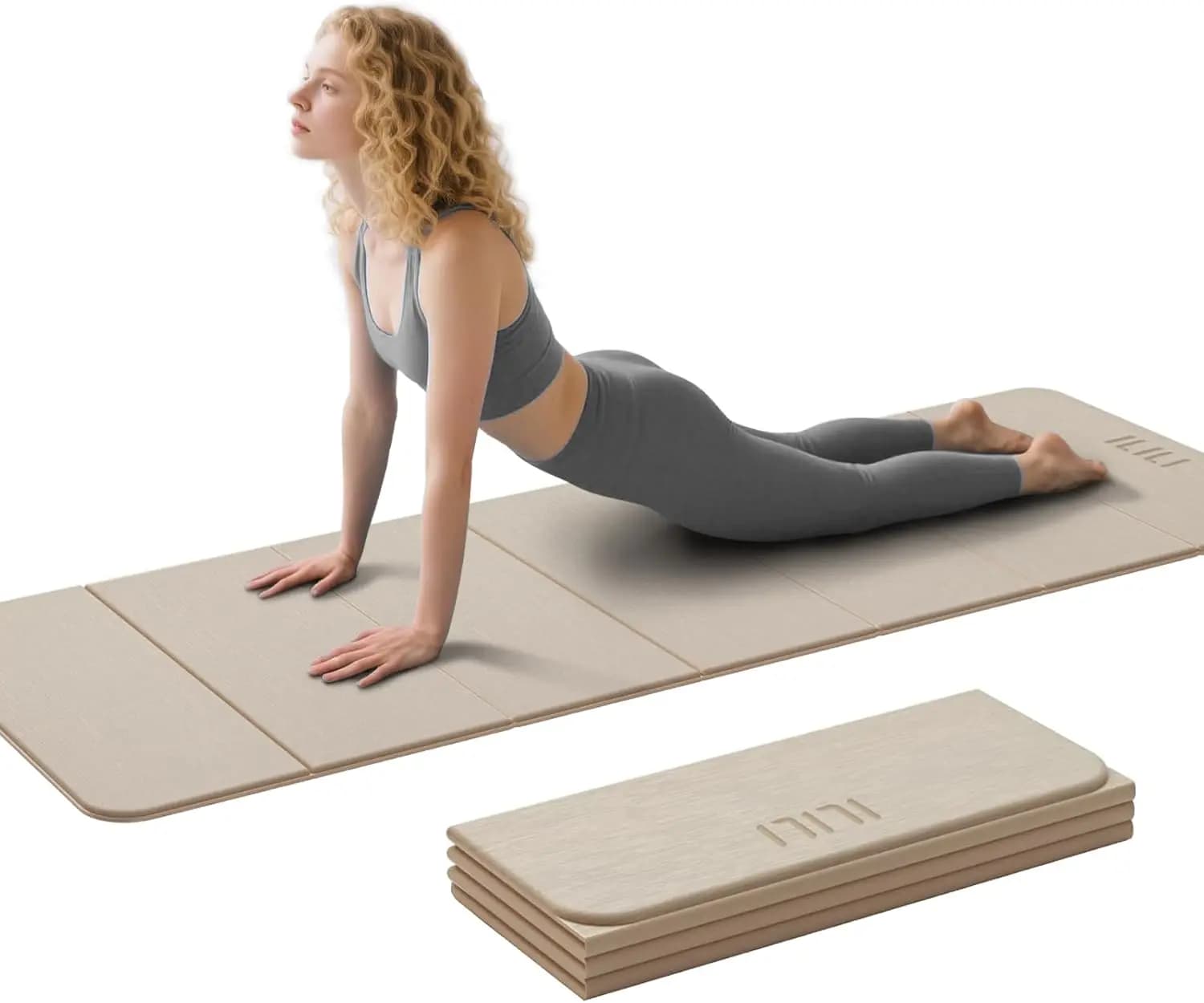 Foldable Yoga Mat 71x24x0.3' in TPE Anti-slip Lightweight for Home Gym Pilates Stretching