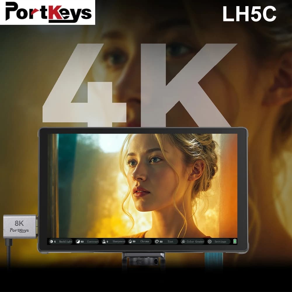 Monitor per fotocamera Portkeys LH5C da 5,4 pollici con touchscreen IPS HD 1920x1152, monitor video 4K per fotocamere Sony, Canon e Panasonic