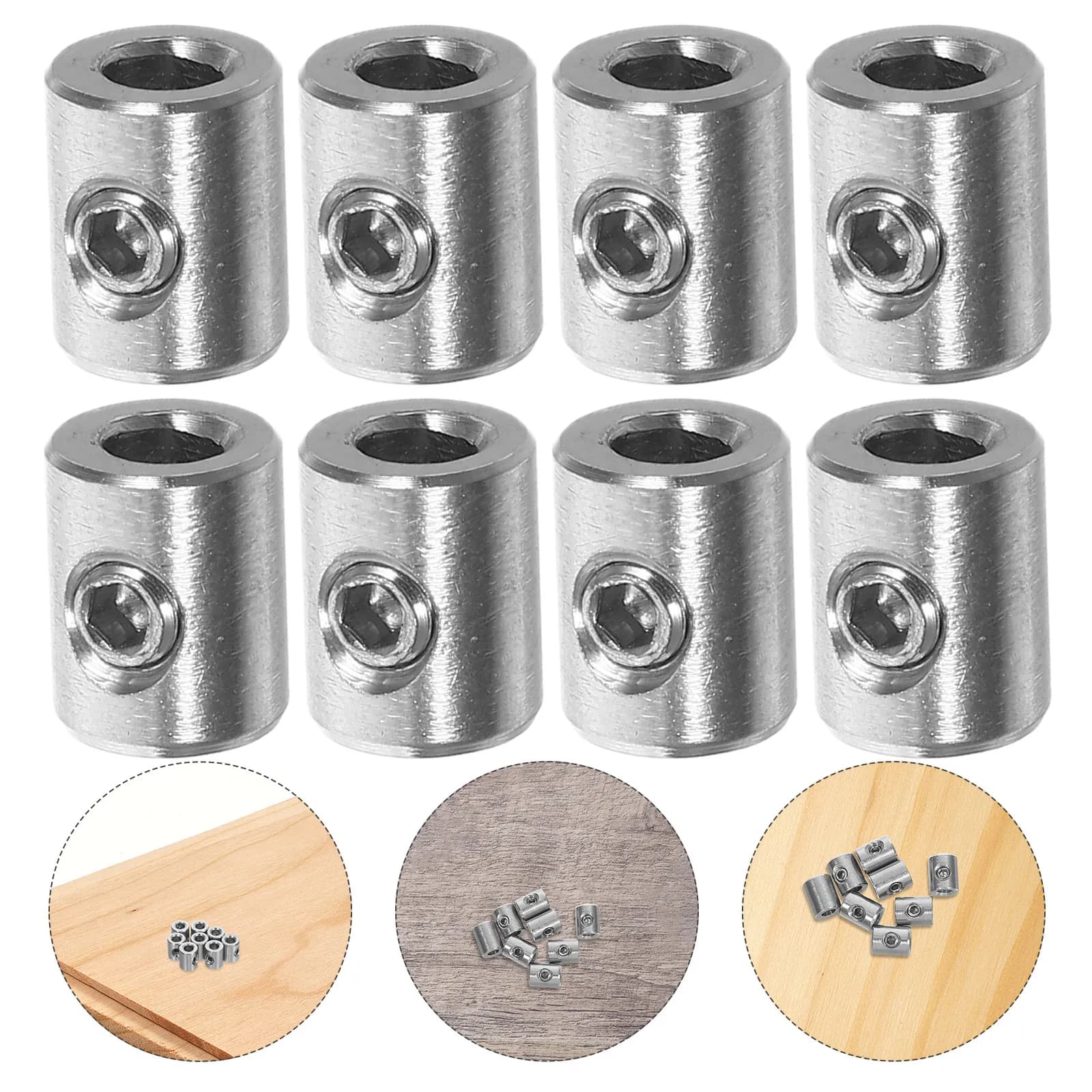 8 Pezzi Morsetti Esagonali in Acciaio Inossidabile per Funi Metalliche, Ganci di Fissaggio con Foro da 3mm, Morsetti di Sicurezza per Edilizia, Nautica, Campeggio