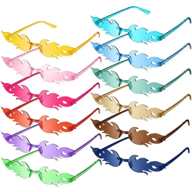 Occhiali da Sole Fire Flame da Donna, Designer Senza Montatura, di Tendenza, Protezione UV400, Colori Caramella, per Feste
