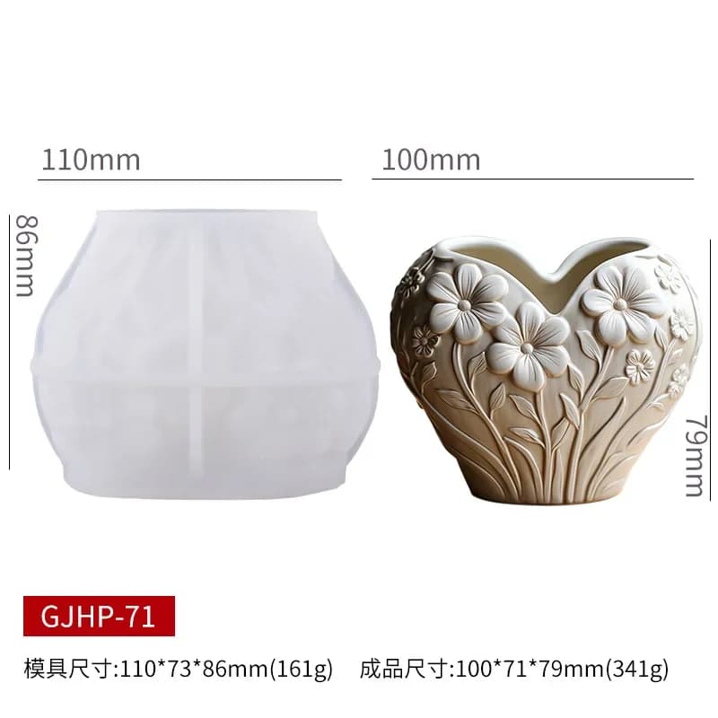 Stampo in silicone 1 pz per vaso a forma di cuore, nuovo modello 2026, avanzato, per resina epossidica fai da te, artigianato fatto a mano, decorazione per la casa, facile da sformare