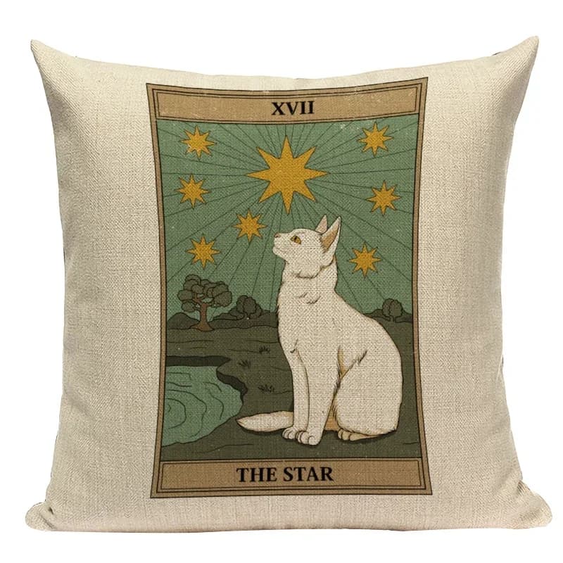 Federa per cuscino stampata con gatto alla moda, animali dei cartoni animati, fodera per cuscino quadrata per divano, auto, casa, federa decorativa per tarocchi
