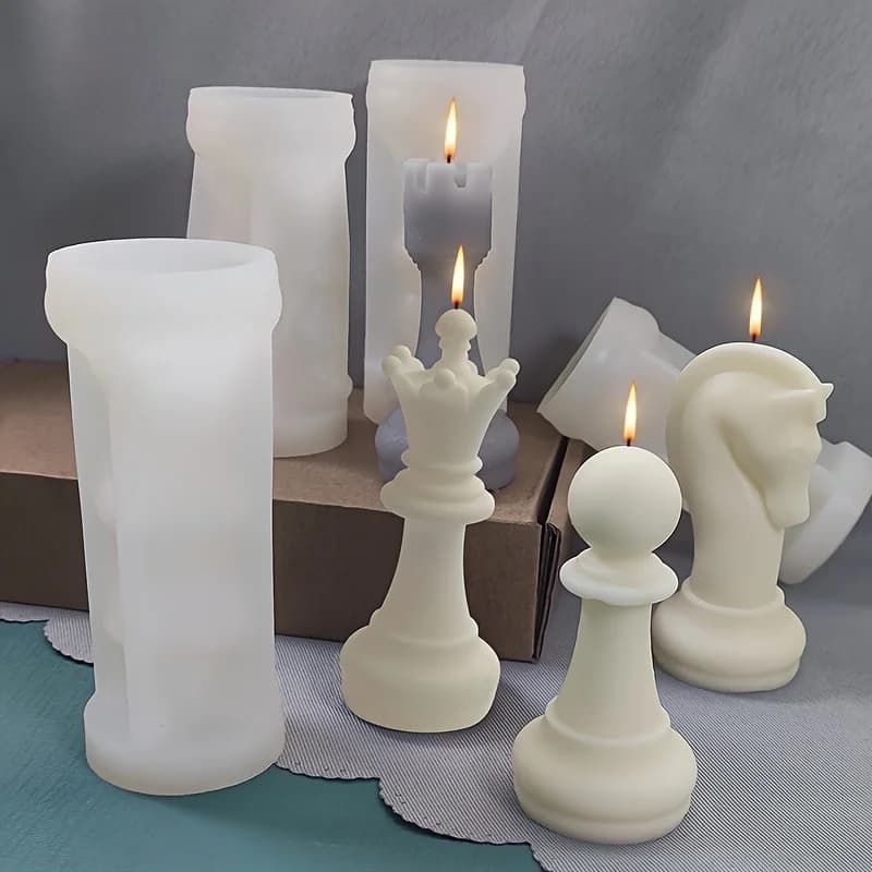 6Pcs/Set Chess Piece Silicone Mold Set for Candles Resin & Plaster Crafts - Irregular Shape