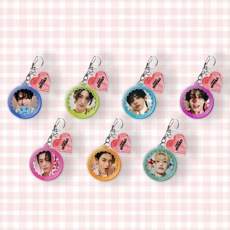 6CM ENHYPENS Cute Transparent Acrylic Keychain Cartoon Pattern Bag Charm Handbag Backpack Hanging Decor Gift