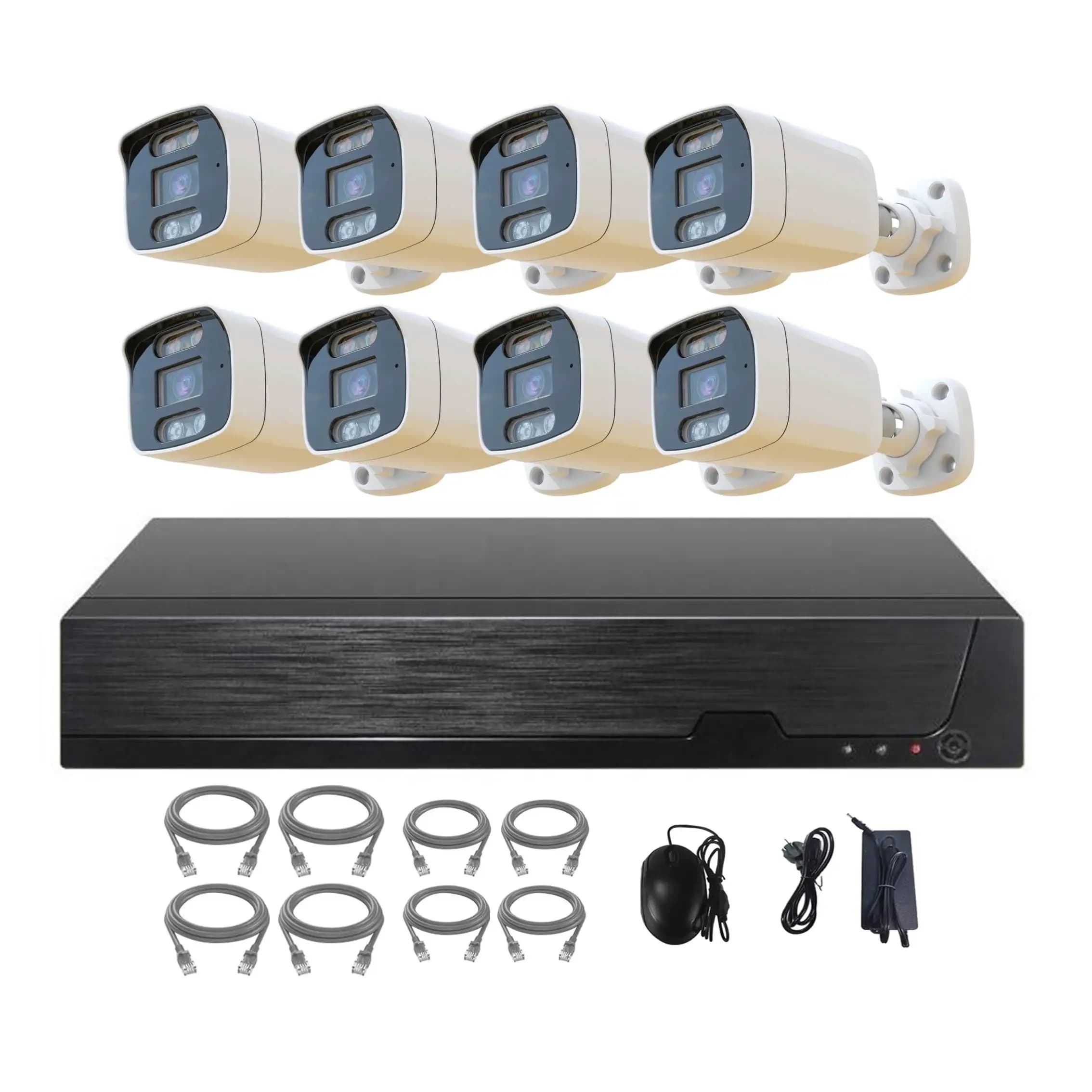 Tuya 8MP Sistema di telecamere di sicurezza IP 4K POE Kit di sicurezza CCTV domestico con 8CH AI Smart NVR 8 pezzi Telecamera esterna e interna