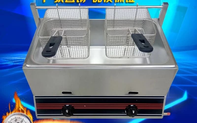 Padella a gas commerciale Gas liquefatto Macchina per friggere Friggitrice Patatine fritte Ciambella Friggitrice Chop di pollo addensato