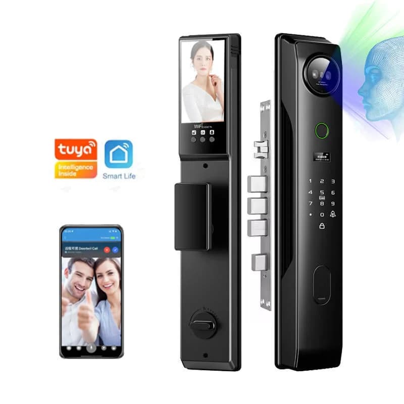 3D Face Recognition Smart Lock Door Remote Control Video Intercom Digital Fingerprint Password Tuya WIFI Smart Lock with Camera