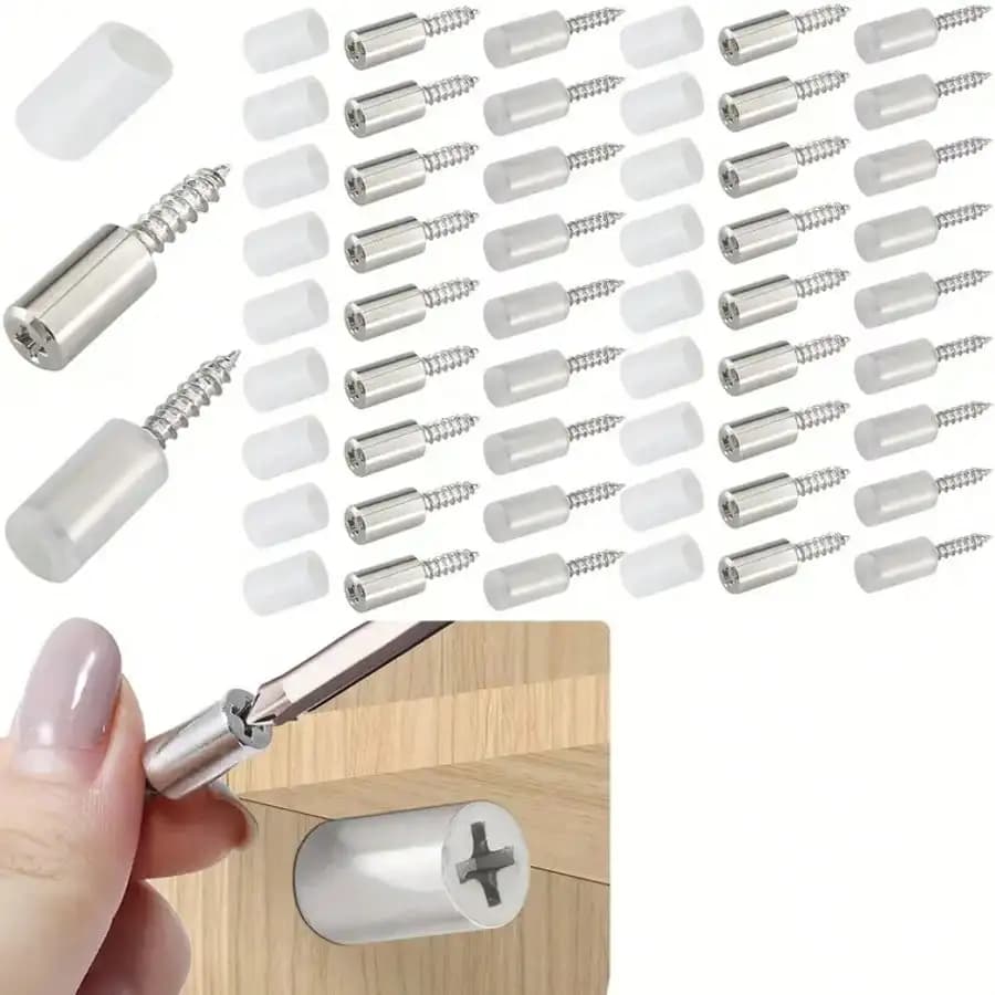 50/10PCS Self Tapping Screw Layer Plate Holder Wardrobe Septum Brackets Fixed Screw Shelf Support Pegs with Non-Slip Sleeve