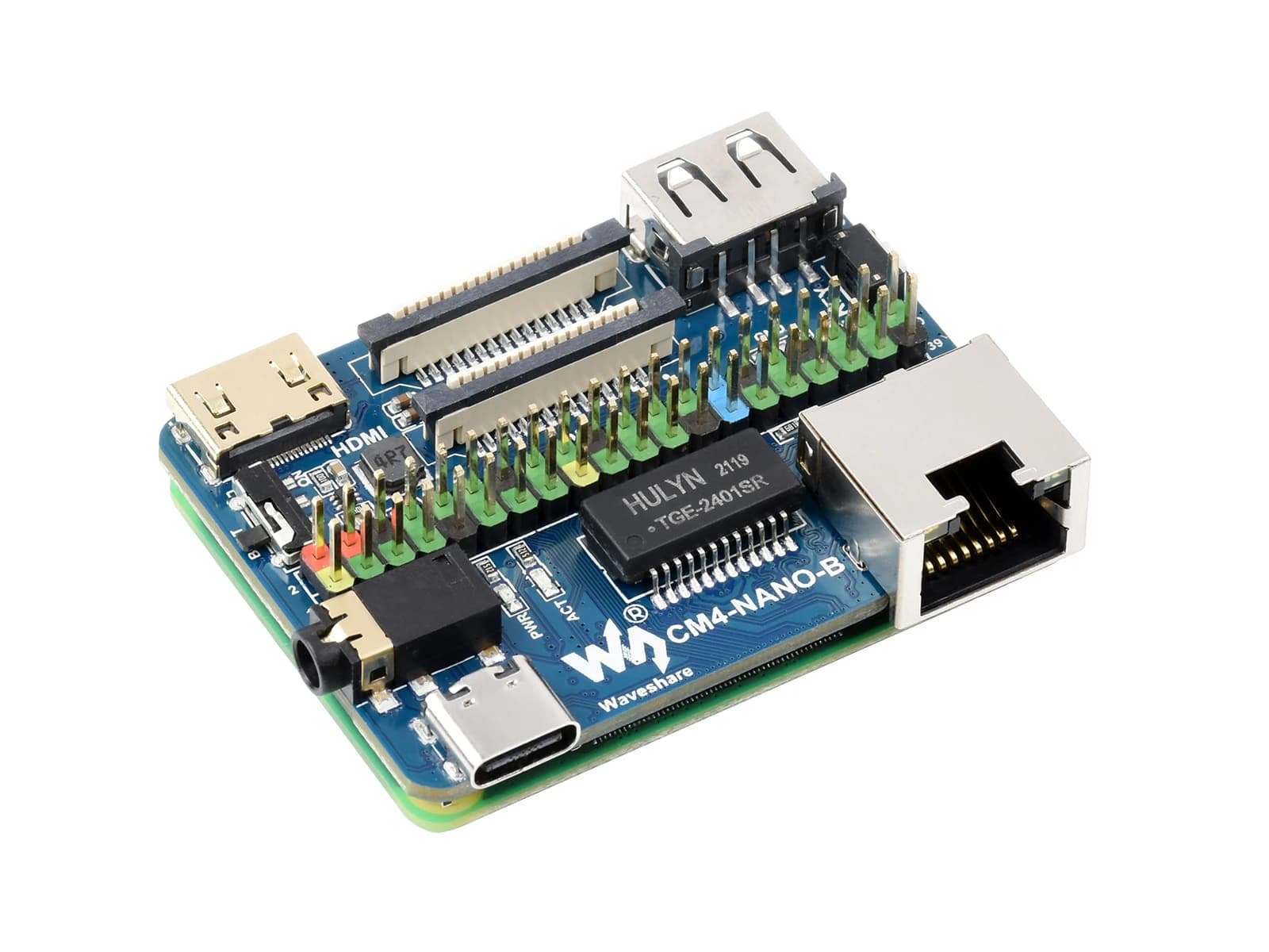Scheda portante Raspberry Pi CM4-NANO-B completamente caratterizzata, Gigabit Ethernet, Mini HDMI 4K, MIPI CSI/DSI, Audio, 56x41mm