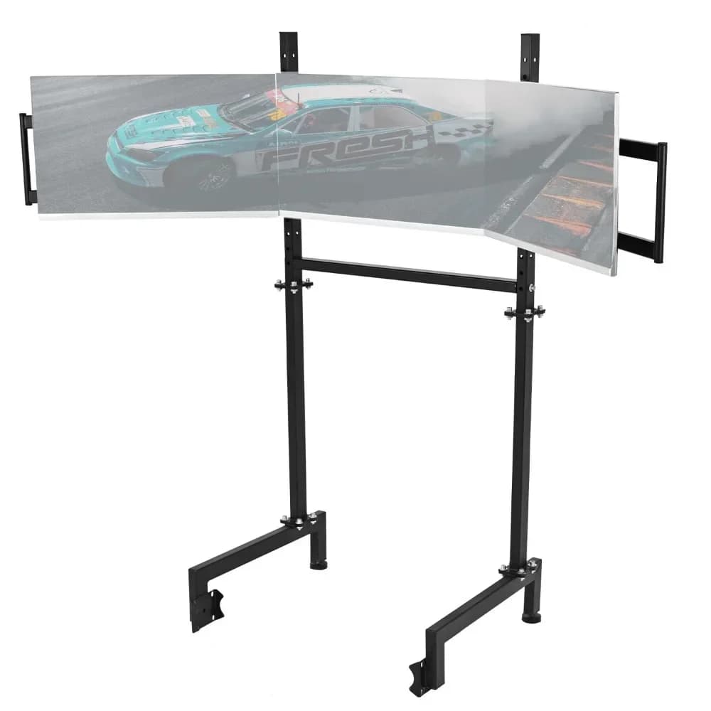 Triple support for Dardoo driving simulation monitor with adjustable height and width for 24-32 inch display, compatible with 3 screens and TV support.