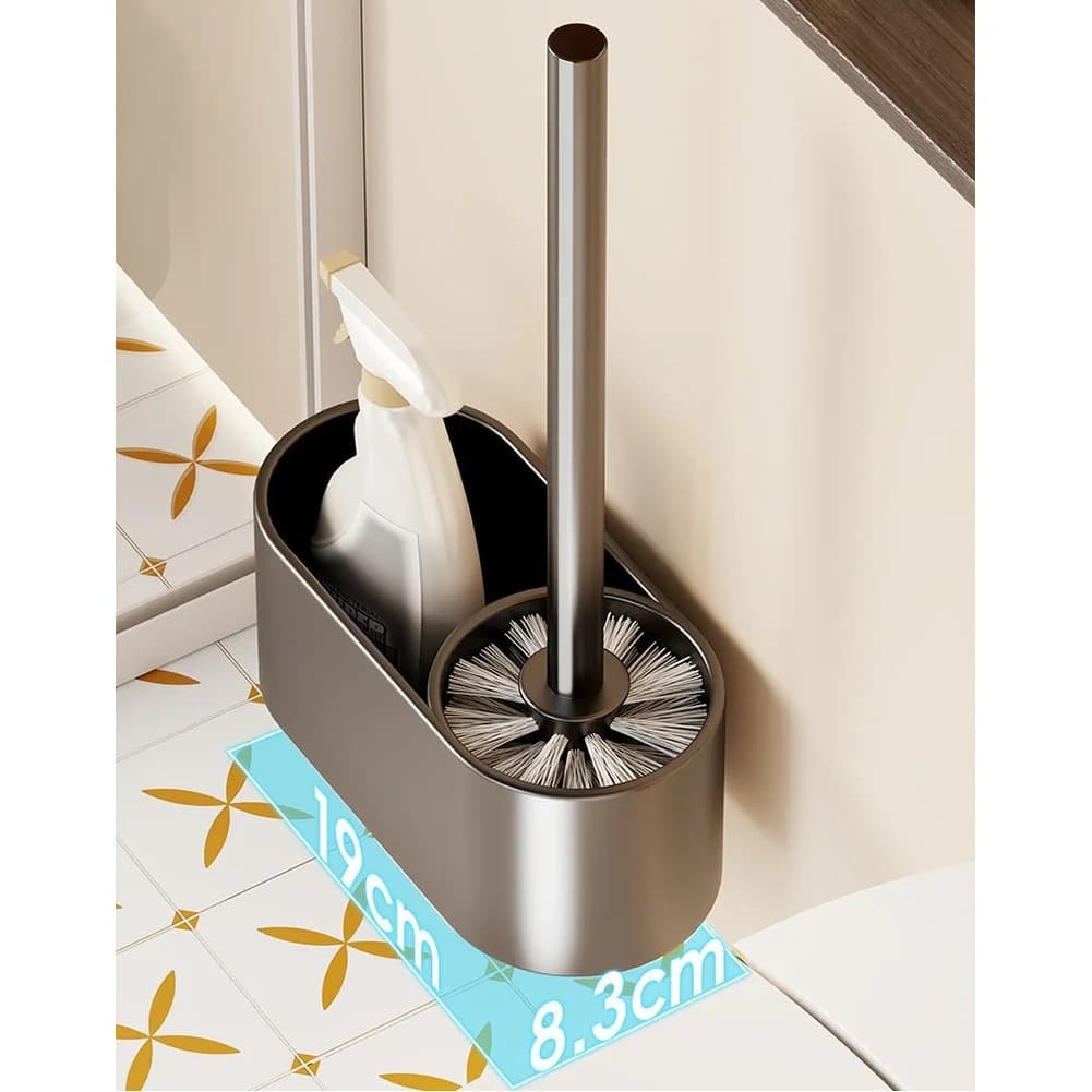 Spazzola per WC in alluminio dal design moderno con supporto a parete per attrezzi per la pulizia del bagno, base per portaoggetti, accessori per il bagno