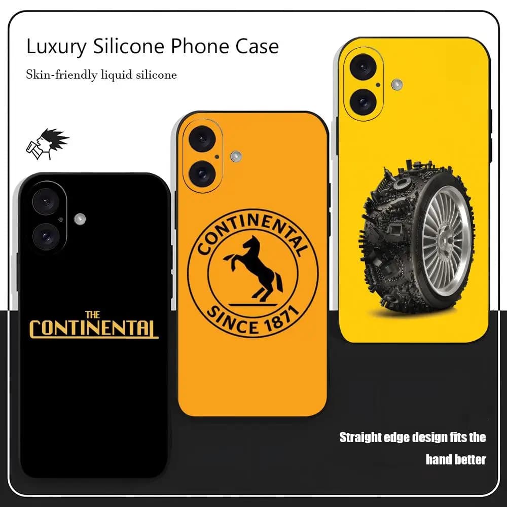 C-Continental tire Brand Cool Phone Case For iPhone 17 16 15 14 13 12 X XR XS 8 Plus Mini Pro Max Soft black Shockproof Cover