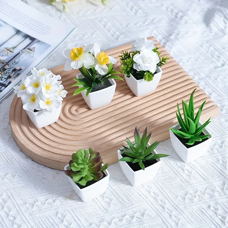 6 pezzi di simulazione di piante grasse soggiorno camera da letto mini ornamenti artificiali in vaso decorazione della casa piante finte albero bonsai