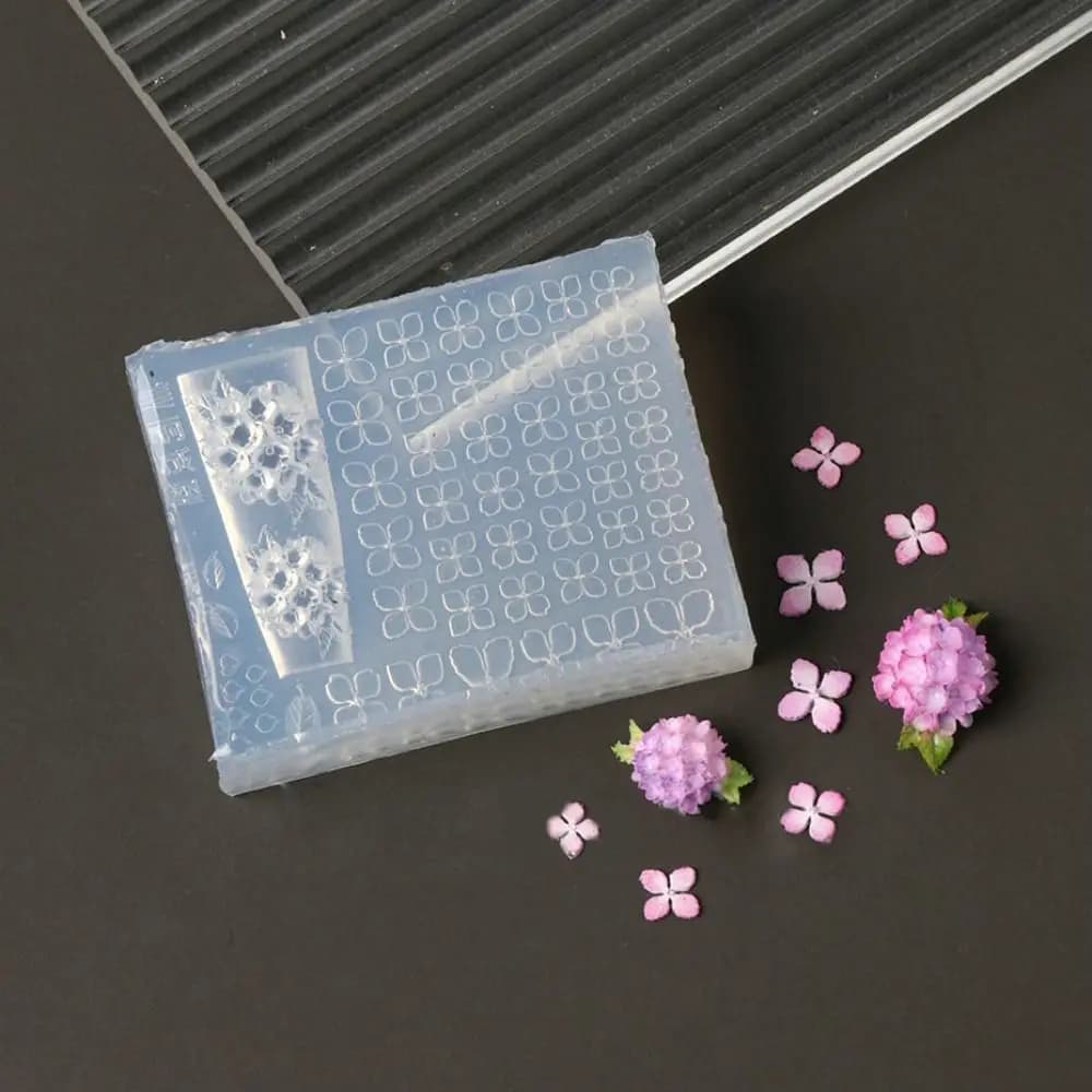 Stampi 3D per Unghie, Design Fai-da-Te, Alta Trasparenza, Piastre per Stamping Unghie, Stampi Morbidi a Forma di Petalo di Ortensia, Strumenti per Nail Art e Manicure