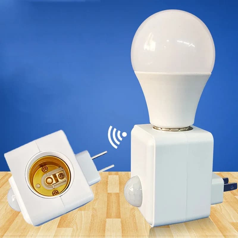 Base della lampada con sensore a infrarossi umano a LED Supporto per interruttore di ritardo intelligente E27 Tipo di presa a muro Adattatore base lampada con sensore a vite