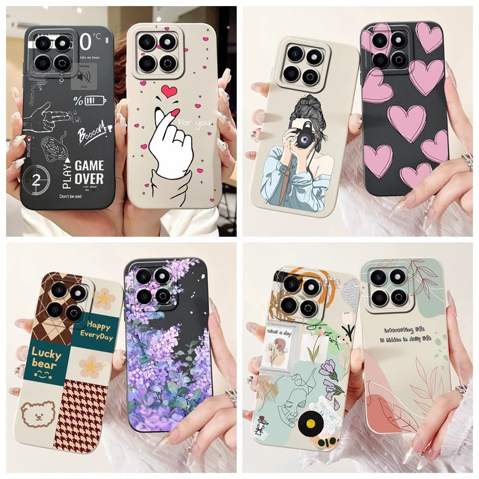 For Honor X7c 4G Case ALT-LX2 Shockproof Cover Sweet Girls Love Heart Soft Liquid Silicone Phone Cases For Honor 200 Smart Coque