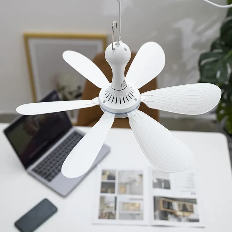 Ventilatore da soffitto USB silenzioso a 6 pale con telecomando, timer e 4 velocità, ideale per campeggio, letto, dormitorio, tenda - Novità