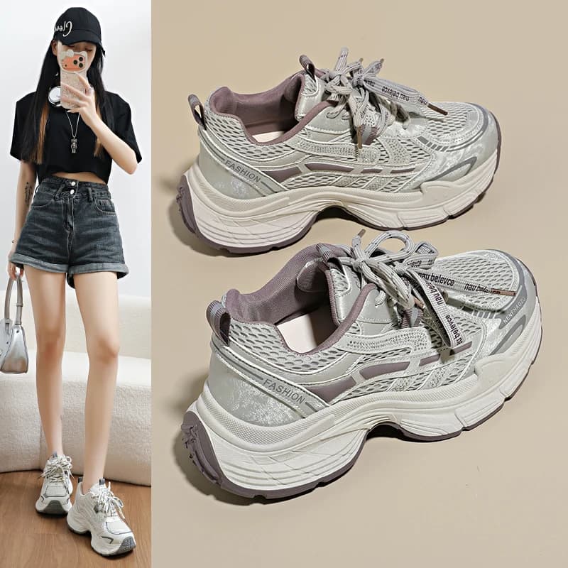 Women Running Shoes Lightweight Breathable Sport Shoes Female Comfort White Casual Sneakers Height Increase Cushioning