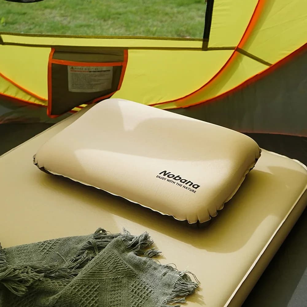 Cuscino da campeggio ultraleggero, cuscino da viaggio in spugna 3D, supporto lombare e cervicale autogonfiabile per campeggio all'aperto, sport, escursionismo, backpacking