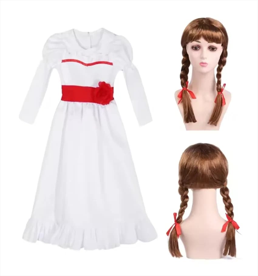Horror Sposa di Chucky Annabelle Costume Cosplay Vestito Pazzo Parrucca per bambole Donne Ragazze Malvagio Vestiti di Halloween Travestimento Abbigliamento da palcoscenico