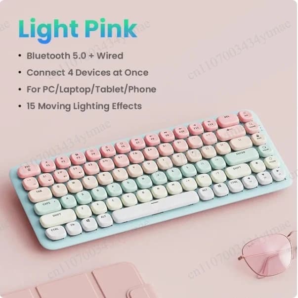 Dual Mode Mechanical Keyboard Bluetooth Wireless & Wired USB-A to Type-C Portable Gaming Office Keyboard