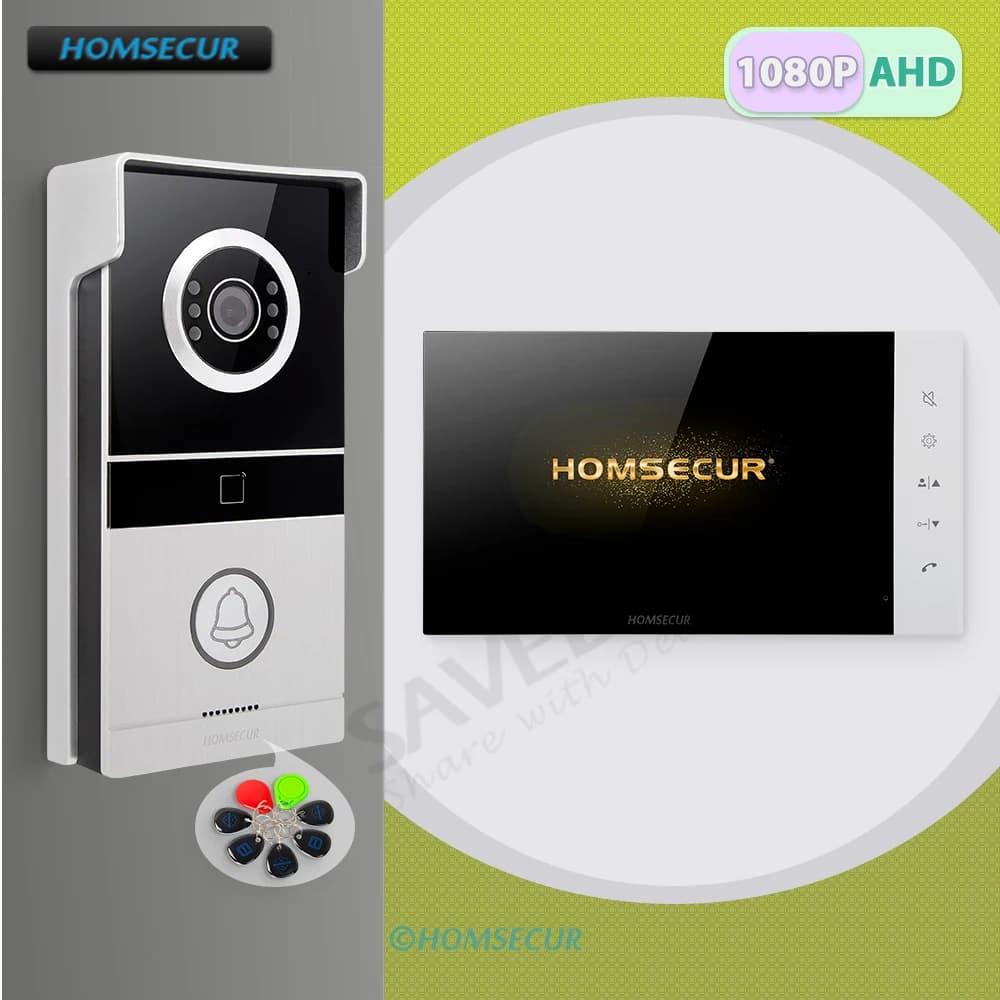 Kit citofono videocitofono domestico HD vivavoce 7 "schermo a colori 1080P campanello fotocamera copertura antipioggia RFID controllo accessi villa