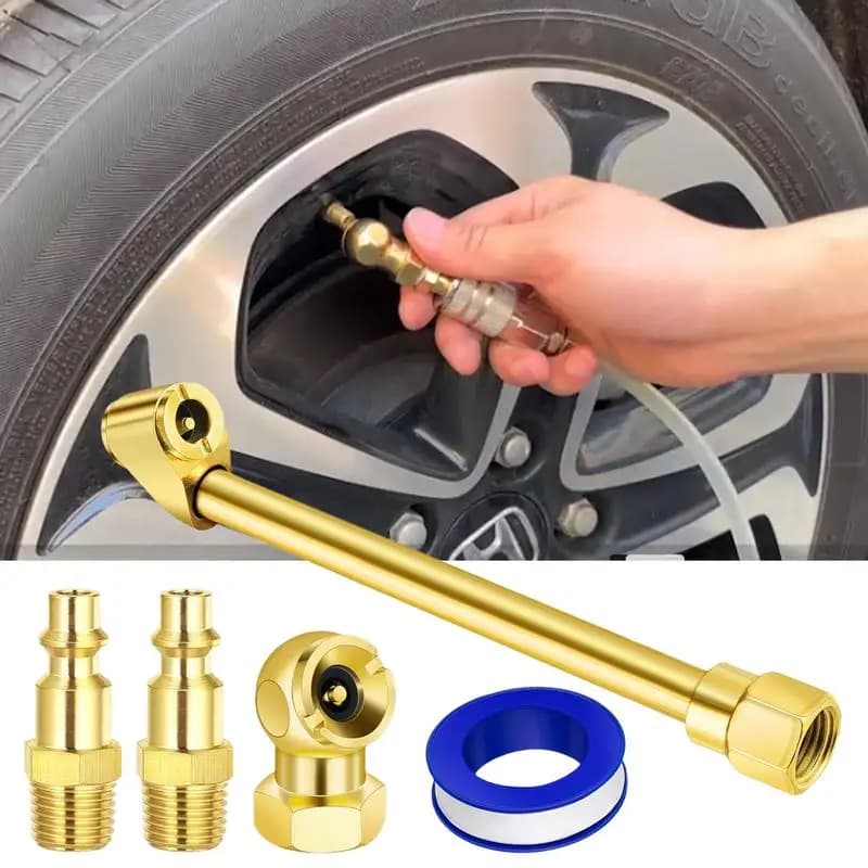 Kit mandrino ad aria Set mandrino ad aria ad alta resistenza Raccordi per mandrino ad aria Pratico mandrino per gonfiaggio pneumatici Mandrino ad aria a sfera chiuso per auto Biciclette