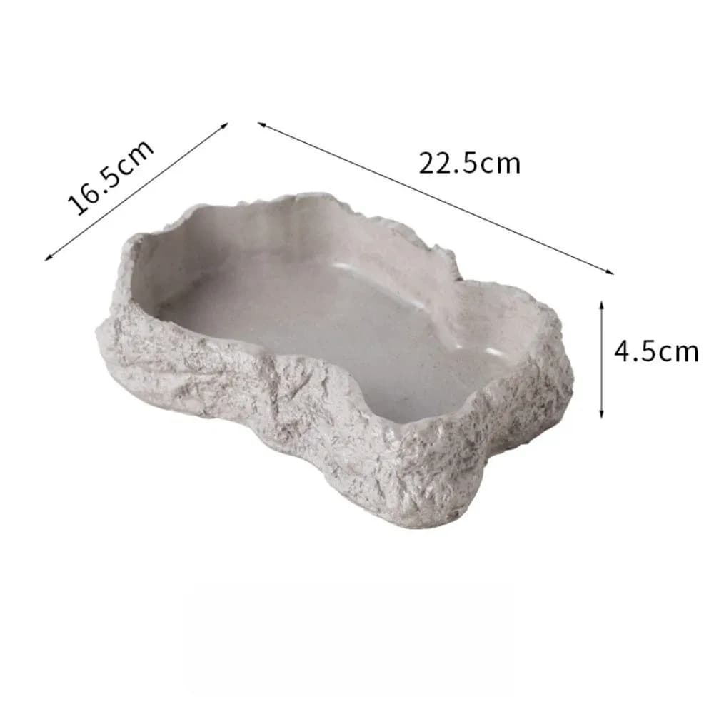 Simulated Rock Reptile Food Bowl Anti-slip Base Habitat Decor Tortoise Water Bowl Multiple Size Pet Reptile Feeder Pet Supplies