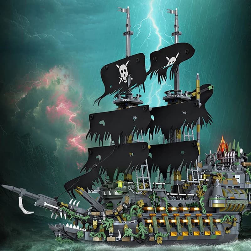 Set di Costruzioni Nave Pirata 2434 Pezzi, Blocchi da Costruzione Flying Dutchman, Giocattolo Educativo STEM Fai-da-Te, Regalo Creativo per le Vacanze