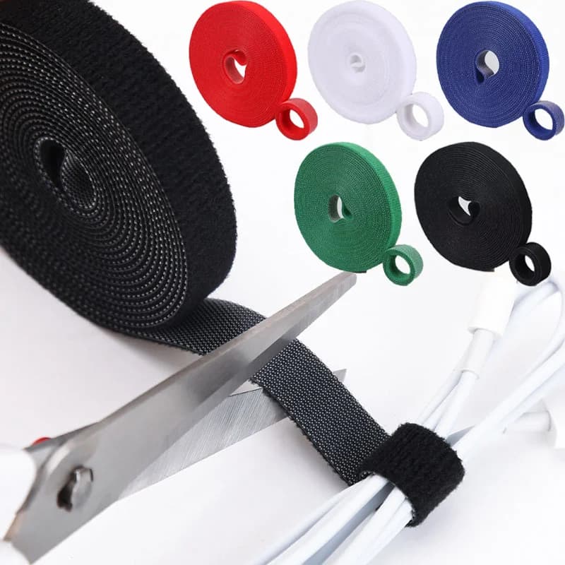 Nastro Organizzatore Cavi in Nylon con Velcro da 5M/Rotolo, 10mm, per Gestione Cavi, Protezione Cavi Auricolari e Mouse