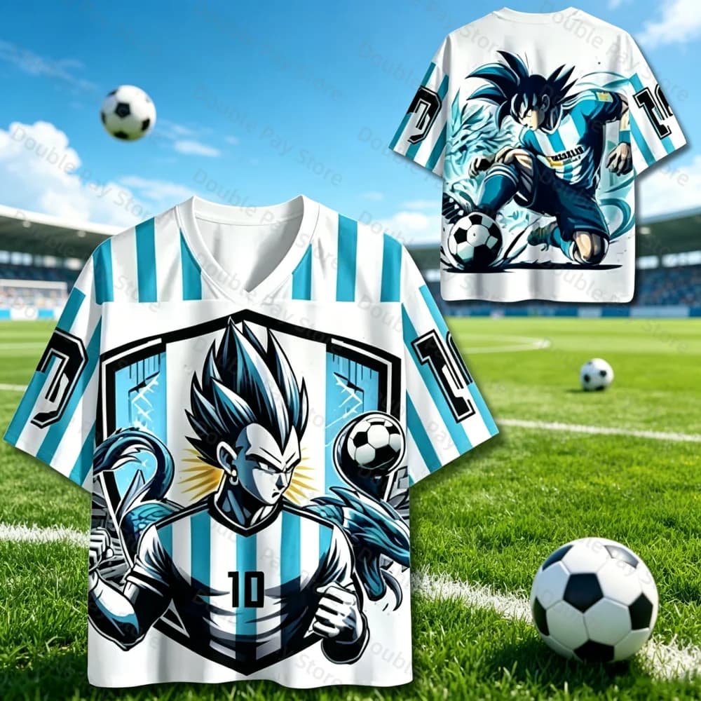 Argentina Style No.10 Soccer Tops Men's Jersey Dragon Ball Vegeta Goku 3D Printed Football Kids T-shirt Quick Dry Women Shirt