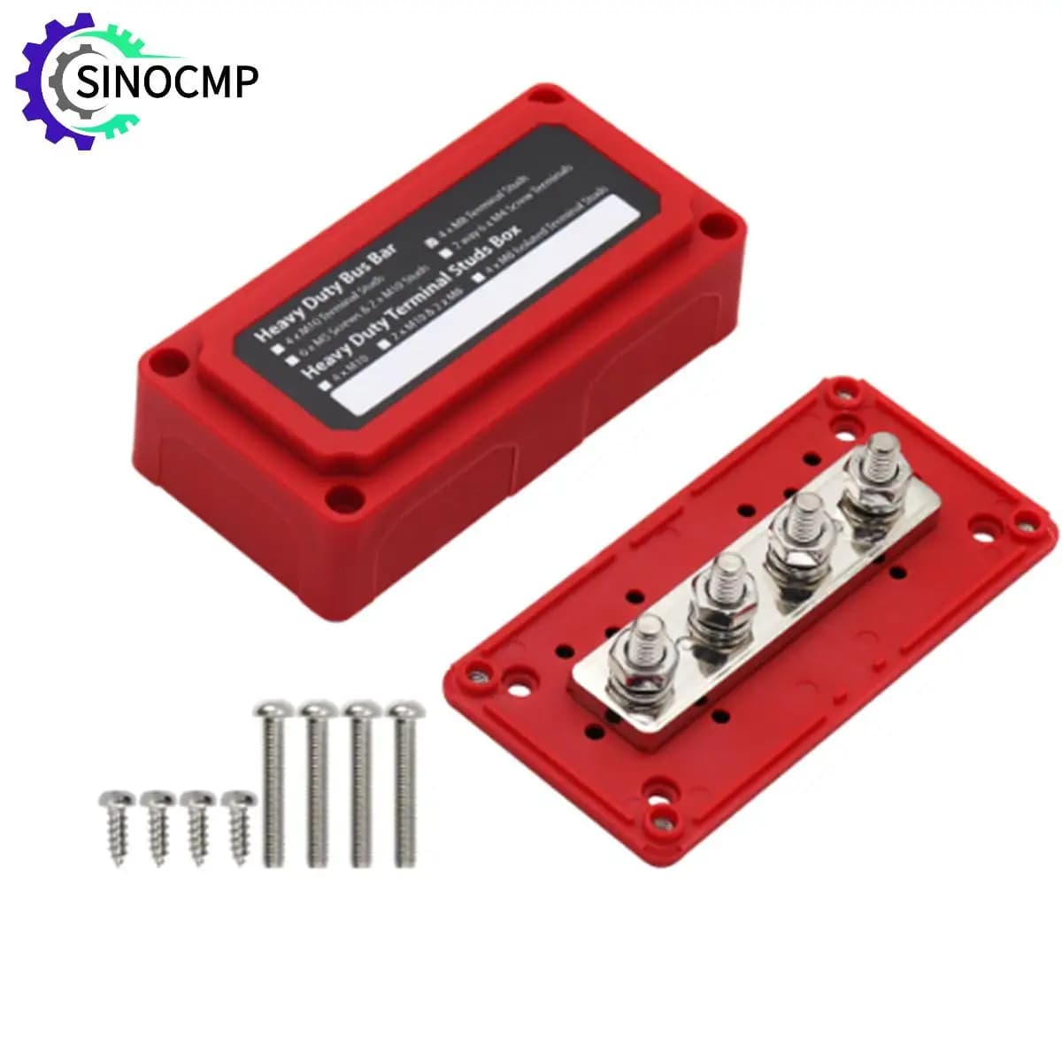 DC 48V 300A 4 Terminali M8 Borchie Blocco di distribuzione dell'alimentazione della barra collettrice Design modulare resistente Scatola per barra collettrice Scatola per cavi per auto
