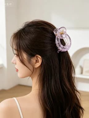 Plastic round hollow small grab clip, girl disc hair ponytail claw clip