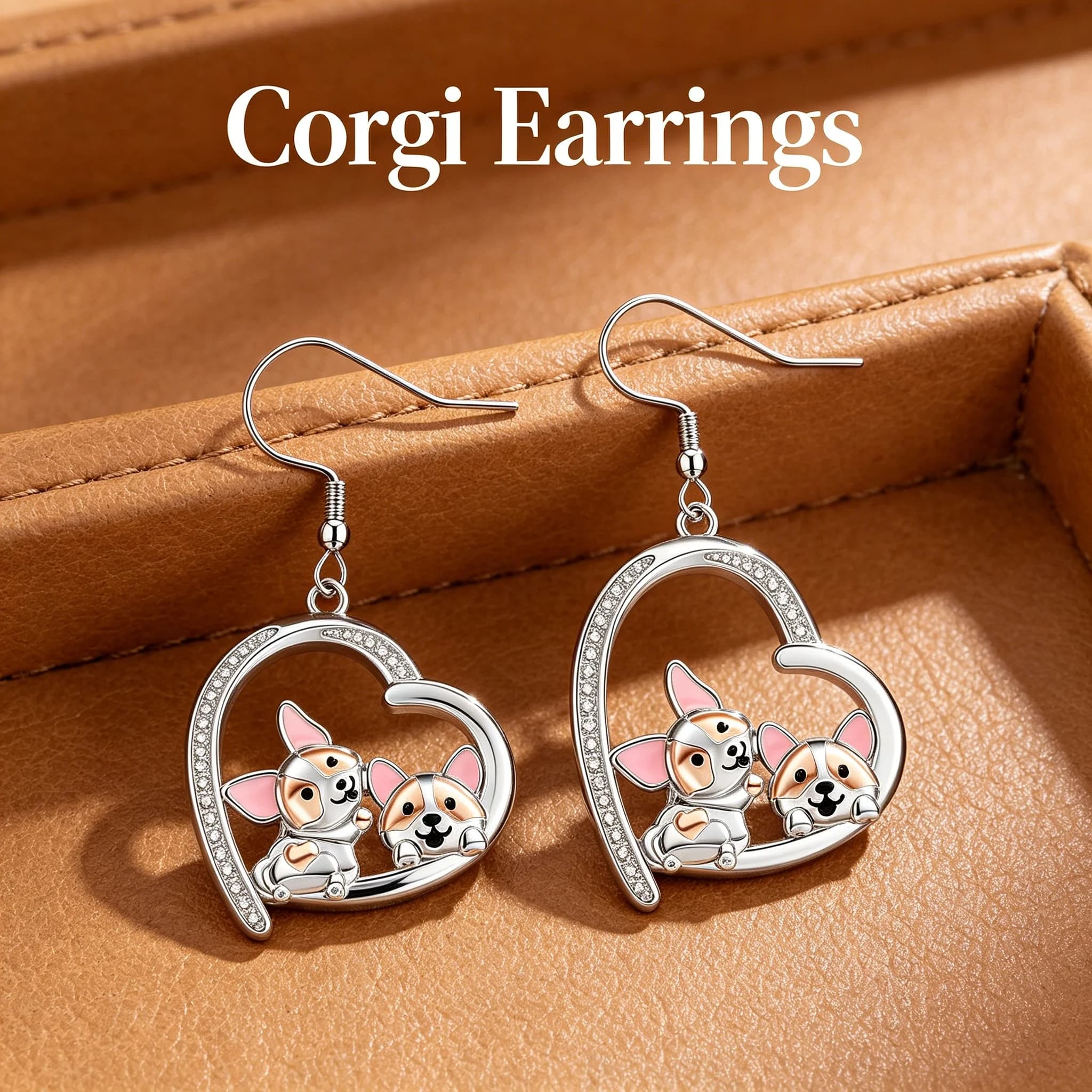 Polished Zinc Alloy Corgi Hook Earrings Women All Occasion Pet Themed Stylish Wear