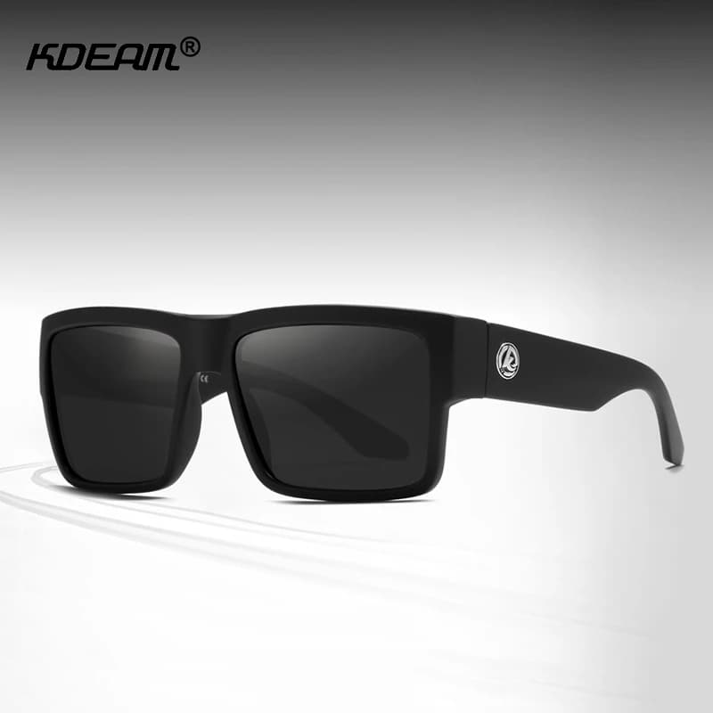 KDEAM Outdoor Shades Square Polarized Sunglasses for Men Woman Sunglasses with ultra thick elastic paint with 5 barrel hinges