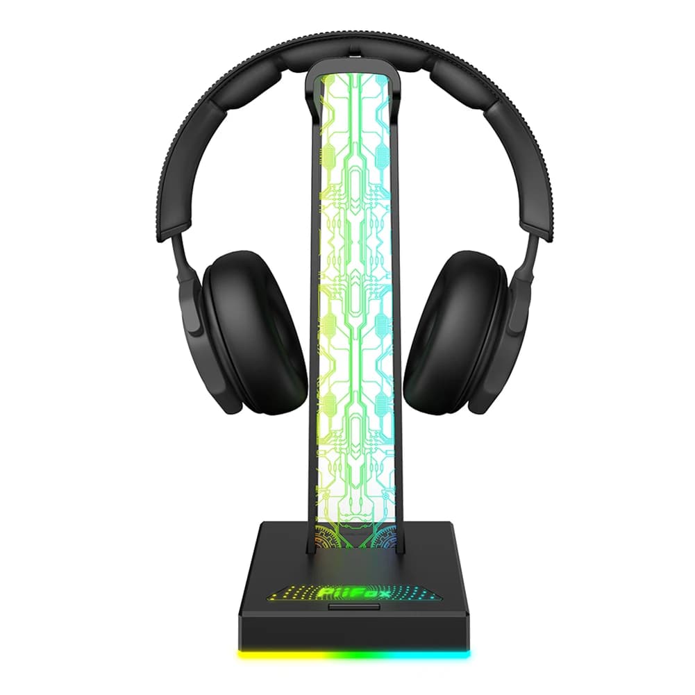 Supporto per Cuffie RGB con 10 Effetti Luminosi, Porta Cuffie Salvaspazio, Supporto Verticale per Cuffie