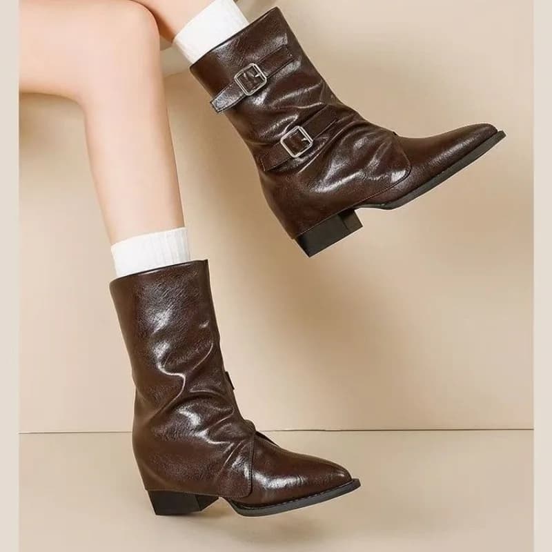 Pointed-toe Fashion Boots for Women, 2026 New Style, Autumn-winter Mid-calf Boots