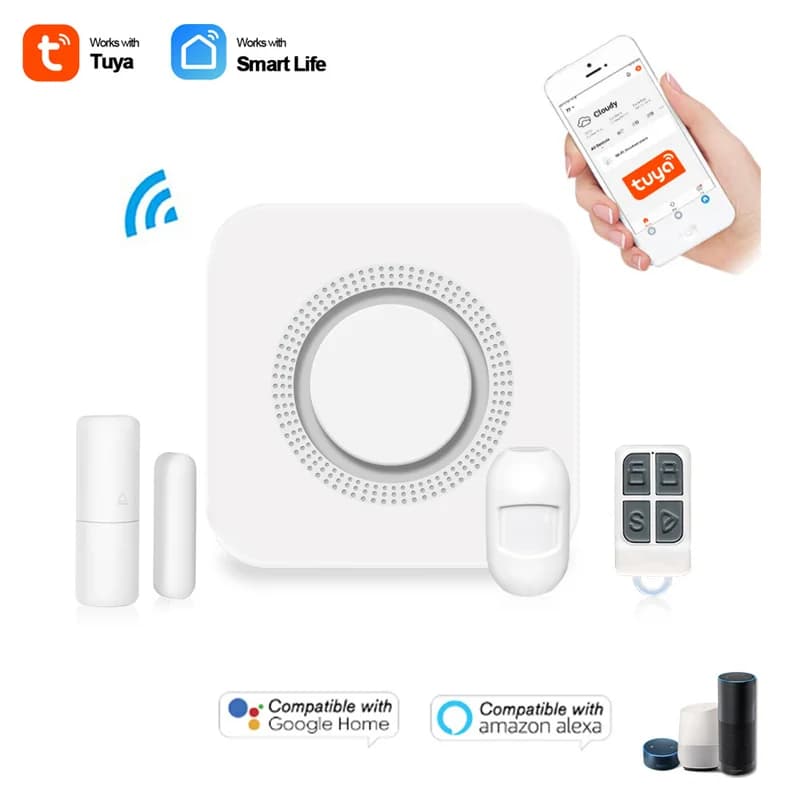 Sensore di Movimento PIR Wireless Tuya WiFi con Allarme Acustico e Visivo, Controllo APP, Temporizzazione Accensione/Spegnimento, Sistema di Sicurezza Completo per Casa Intelligente