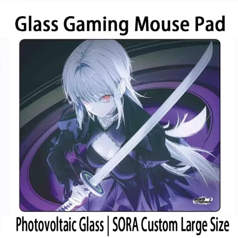 Tappetino per Mouse in Vetro Anime Skypad D-DYSPHORIA MAKI SORA YUME, Superficie Opaca, Tappetino da Scrivania Temperato FPS Personalizzato per Ufficio e Gaming