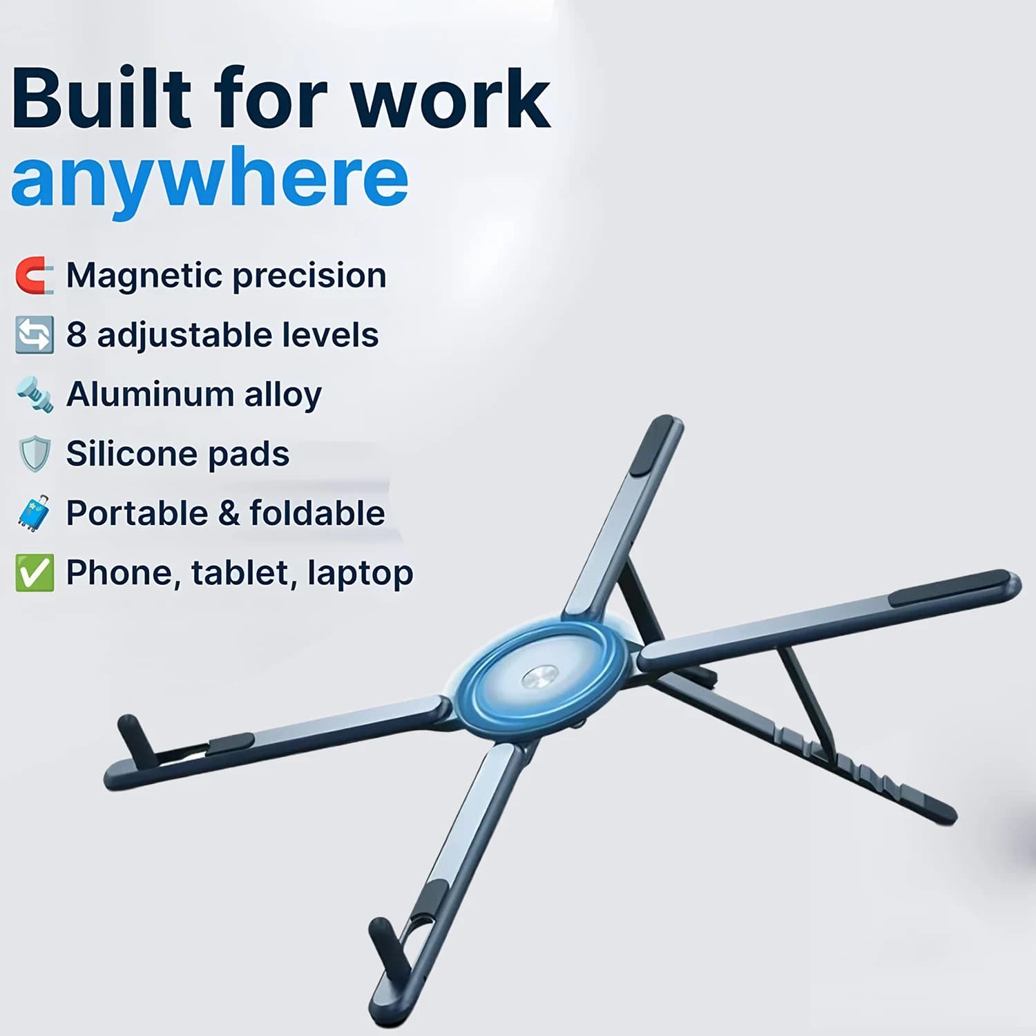 Portable Magnetic Phone Holder & Selfie Stick 3-in-1 Foldable Tripod Stand for iPhone iPad Tablet Laptop Desktop Use Holder