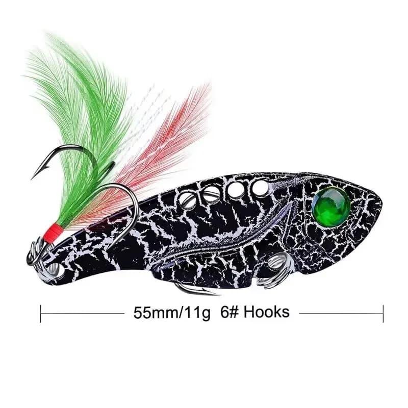 1 pz 11g Esche Coda D'acqua Dolce Spinner VIBRAZIONE Cucchiaio con gancio Trota Spinner Esca Rotante Paillettes pesca in mare wobbler esca
