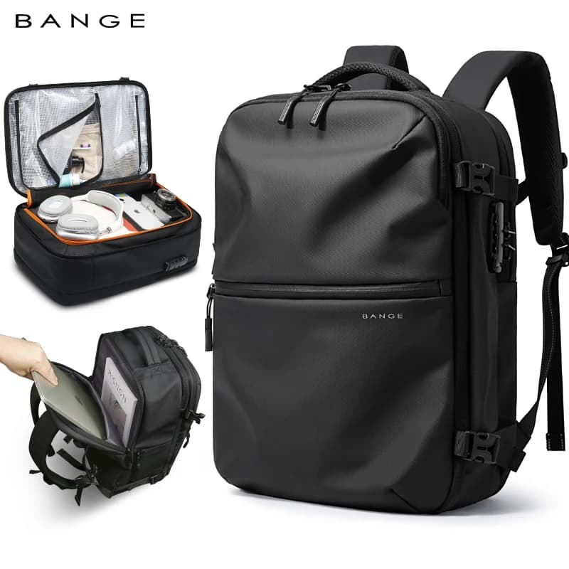 BANGE Borsa da cabina antifurto Zaino da viaggio con separazione bagnata e asciutta per uomo Donna Bagaglio a mano Zaini per laptop da 15,6 pollici per uomo