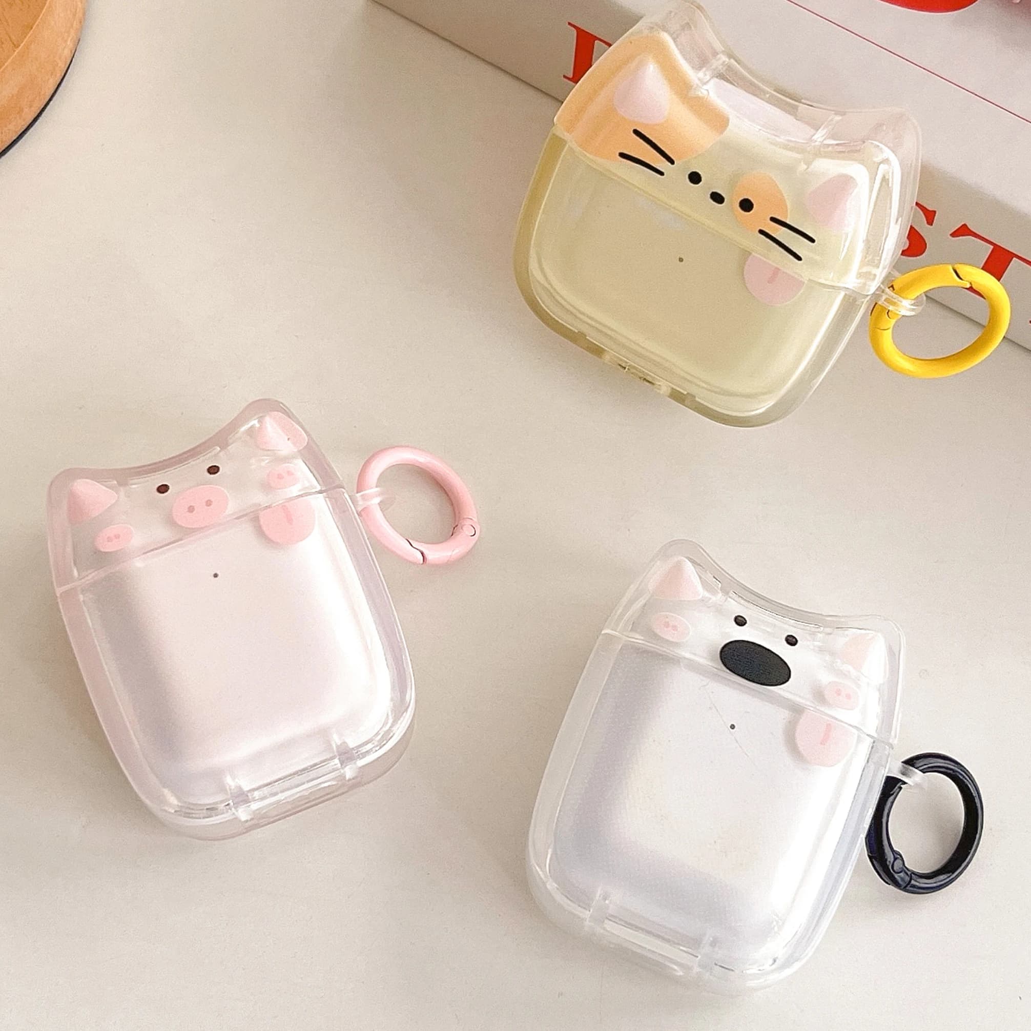 Simpatico animale gatto maiale cane cucciolo con custodia per auricolari sfumata per apple airpods pro 2nd 2 3 1 scatola di ricarica bluetooth wireless