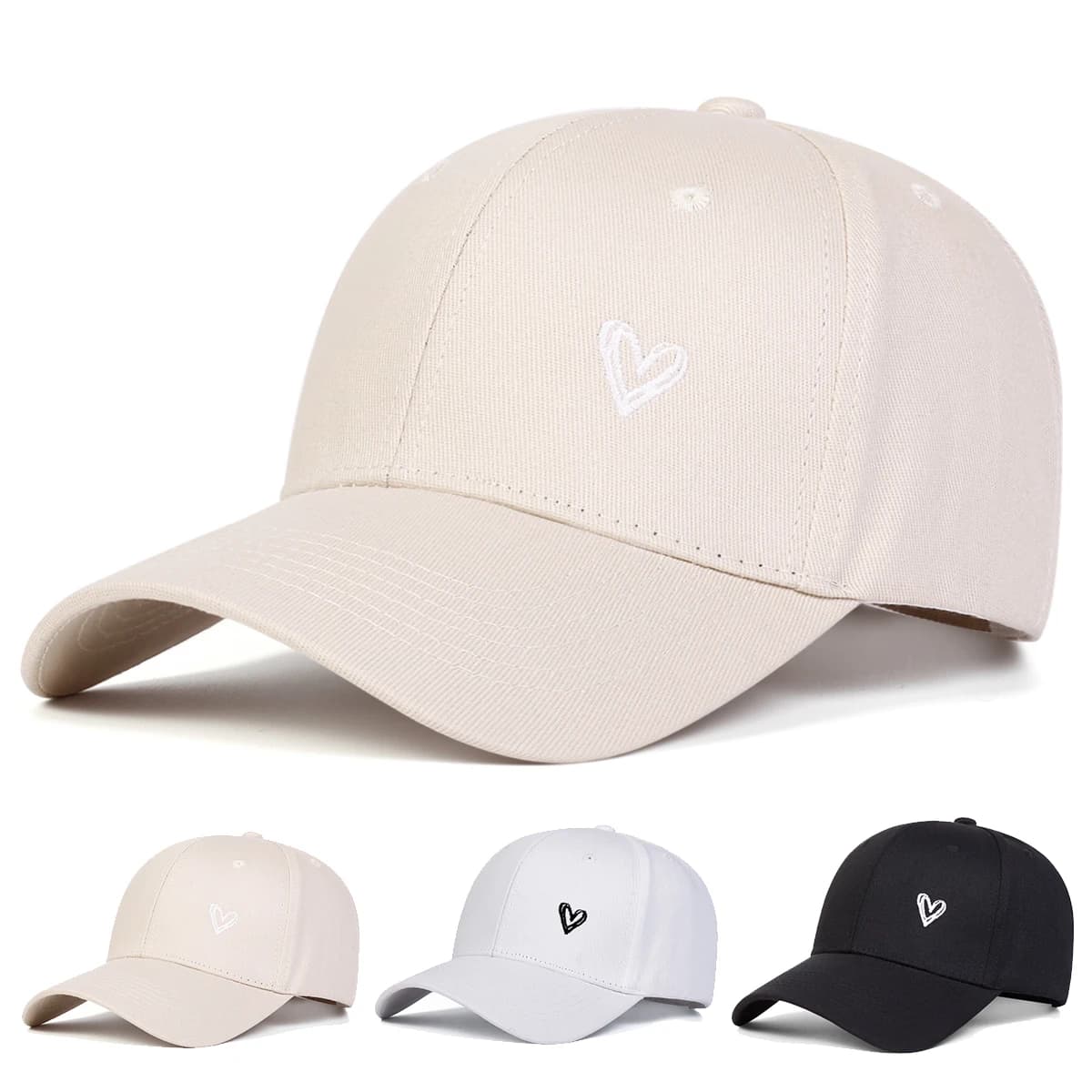 Adjustable Love Heart Embroidered Baseball Cap Breathable Trucker Hat for Casual Outdoor Use, Unisex Sun Protection