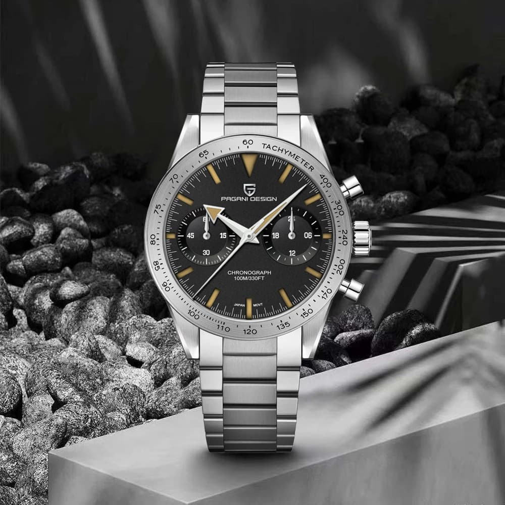New Men's Watch PAGANI DESIGN 2026, Retro Style, Sport Chronograph with Moon Dial, AR Sapphire Glass, VK64 Movement