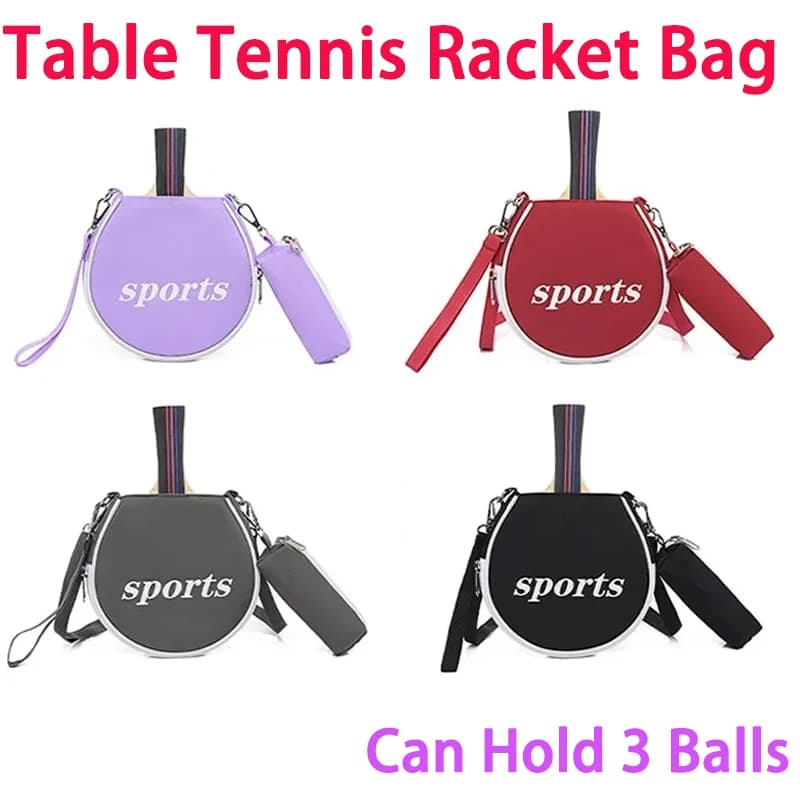 Waterproof Ping Pong Paddle Storage Case Portable Table Tennis Racket Bag Detachable Ball Pouch Can Hold 3 Balls Crossbody Bags