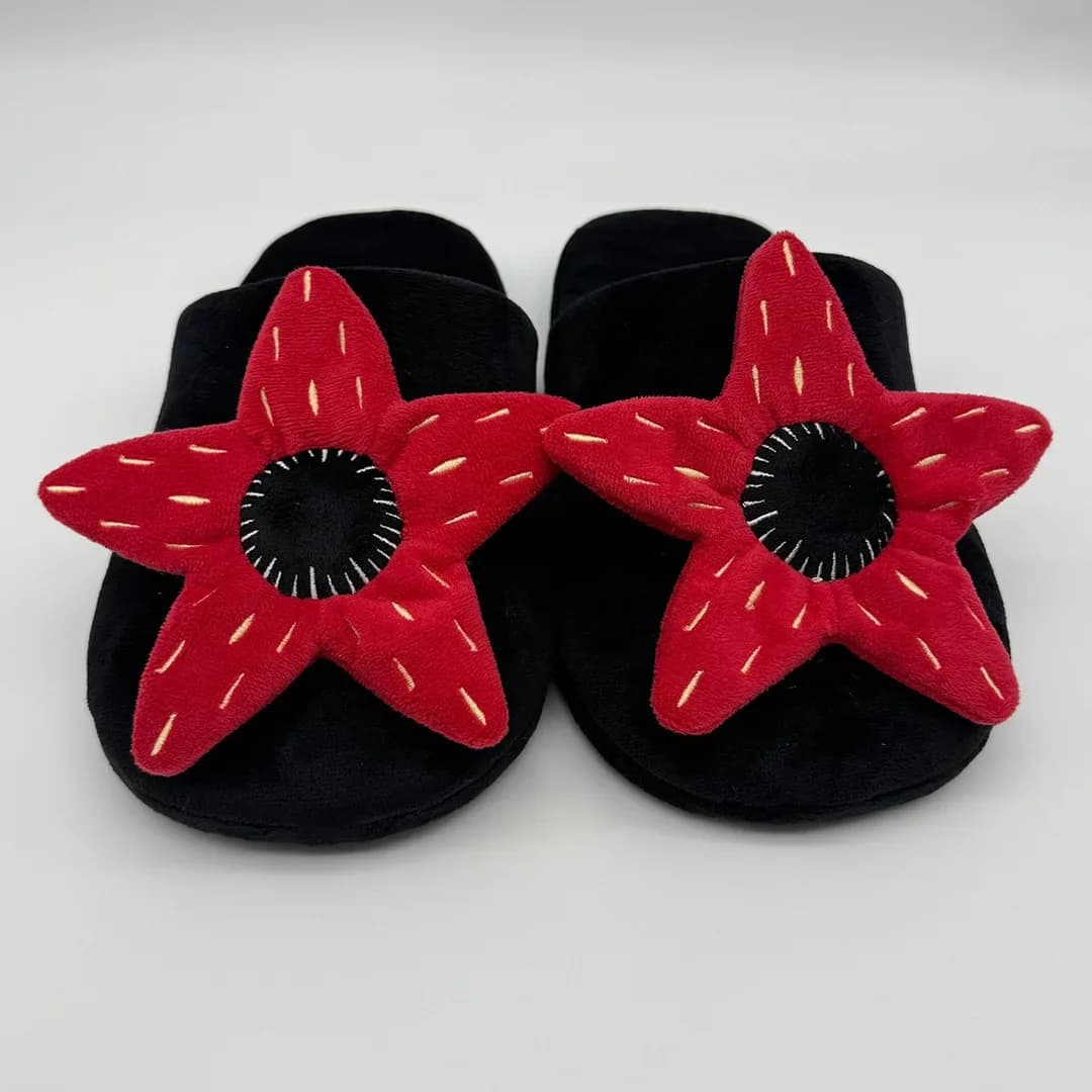 Winter Slippers in Plush for Men and Women, Interior Shoes with Floral Pattern, Christmas Gift