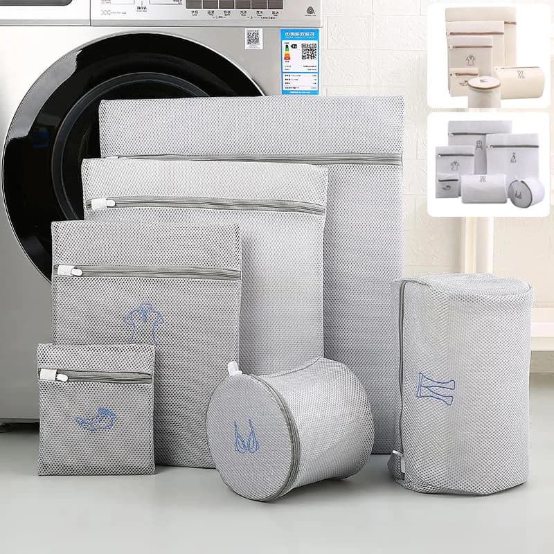 6-piece bag, durable cotton mesh linen bag, breathable mesh, exquisite underwear bag, clothes, pants, shoes and socks